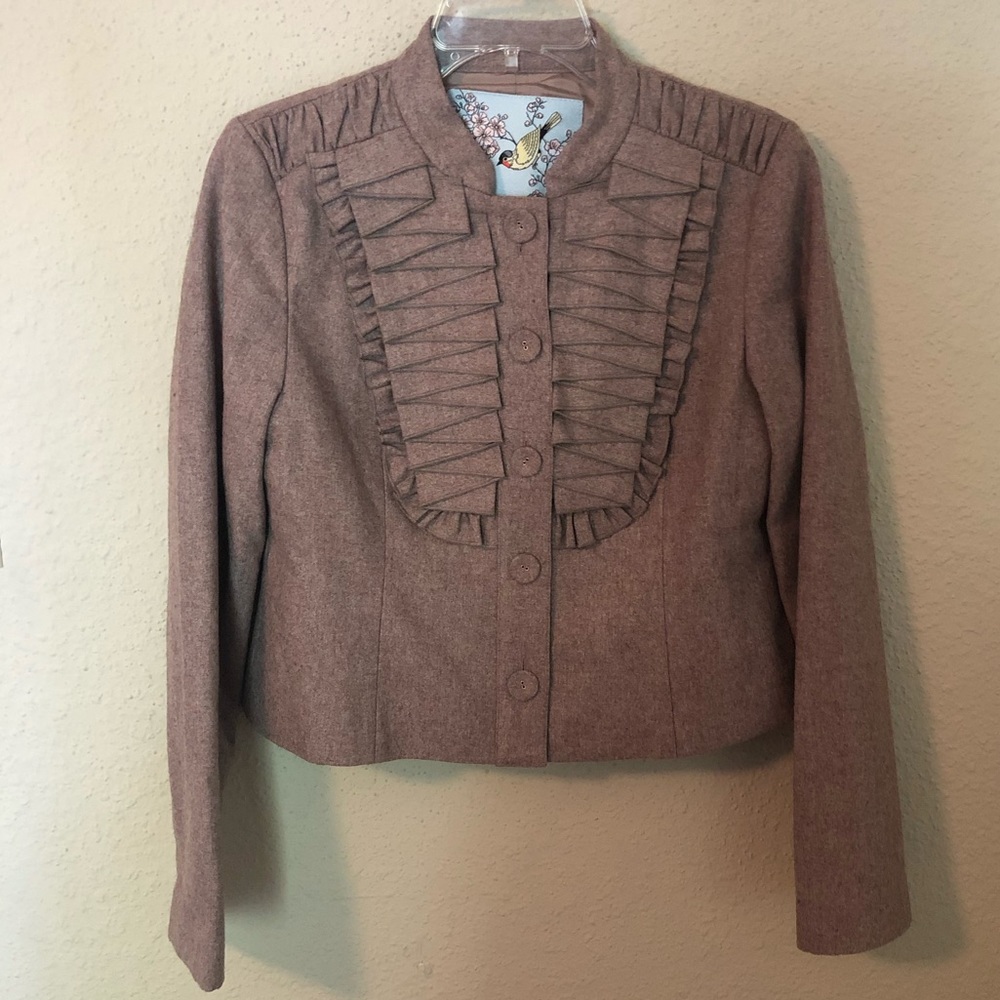 NWOT Anthrop. TABITHA Tan Pleated Blazer/Jacket